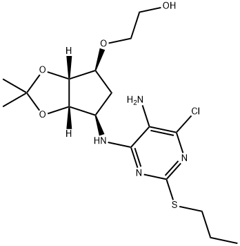 2-(((3aR,4S,6R,6aS)-6-((5-amino-6-chloro-2-(propylthio)pyrimidin-4-yl)amino)-2,2-dimethyltetrahydro-3aH-cyclopenta[ d][1,3]dioxol-4-yl)oxy)ethanol