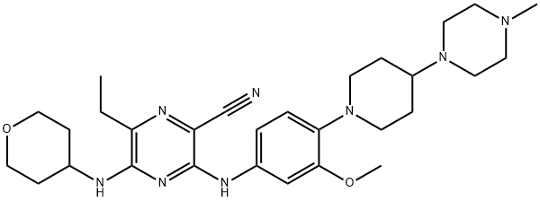 2-Pyrazinecarbonitrile, 6-ethyl-3-[[3-methoxy-4-[4-(4-methyl-1-piperazinyl)-1-piperidinyl]phenyl]amino]-5-[(tetrahydro-2H-pyran- 4-yl)amino]-
