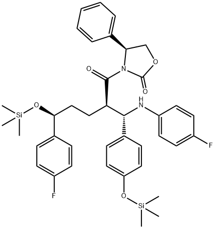 3-[(2R,5S)-5-(4-Fluorophenyl)-2-[(S)-[(4-fluorophenyl(amino)]][4-[trimethylsilyl]-oxy]phenyl]methyl]-1- oxo-5-[(trimethylsily)-oxy]pentyl]-4-phenyl-(4S)-2-oxazolidinone