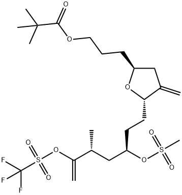 3-((2S,5S)-5-((3R,5R)-5-Methyl-3-((methylsulfonyl)oxy)-6-(((trifluoromethyl)sulfonyl)oxy)hept-6-en-1- yl)-4-methylenetetrahydrofuran-2-yl)propyl pivalate